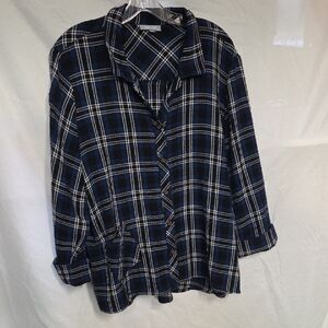 Habitat Navy and White Plaid Shirt Sz Large